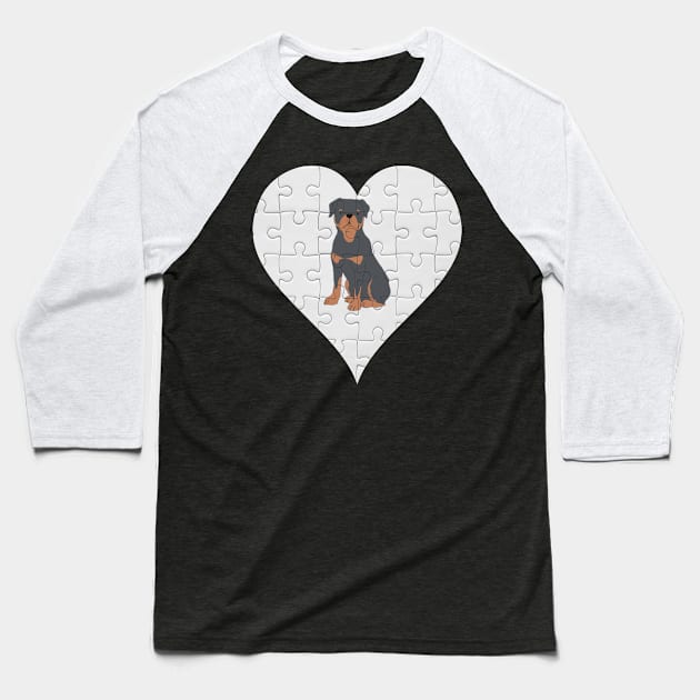 Rottweiler Heart Jigsaw Pieces Design - Gift for Rottweiler Lovers Baseball T-Shirt by HarrietsDogGifts